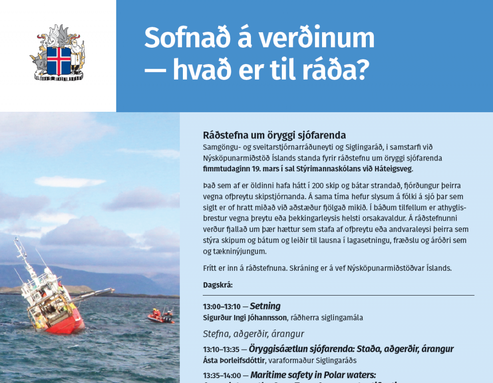 Ráðstefna um öryggi sjófarenda - skráning hér! - Frestun til haustsins