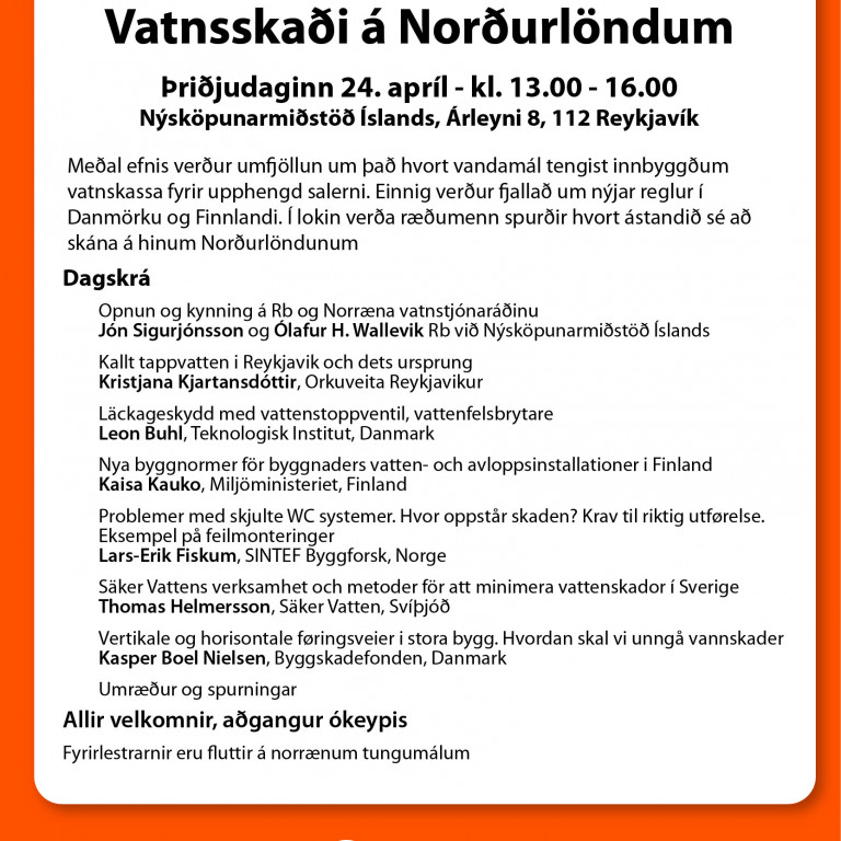 Málþing um vatnsskaða á Norðurlöndum