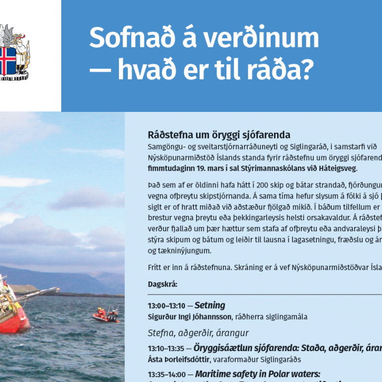 Ráðstefna um öryggi sjófarenda - skráning hér! - Frestun til haustsins