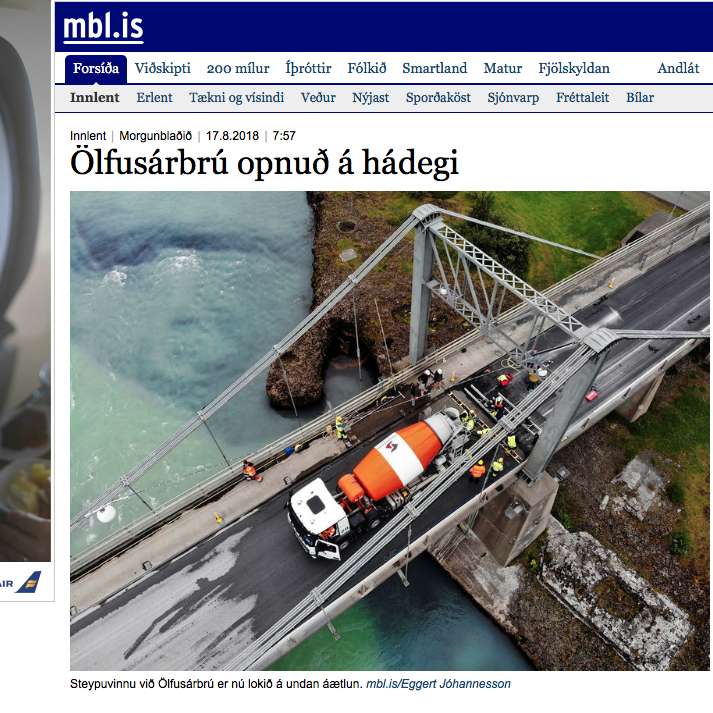 Nýsköpunarmiðstöð Íslands í lykilhlutverki á Ölfusárbrú