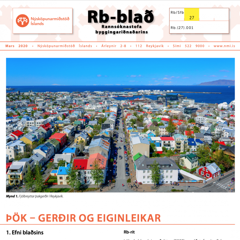 Nýtt Rb-blað um þök fæst án endurgjalds á vefnum