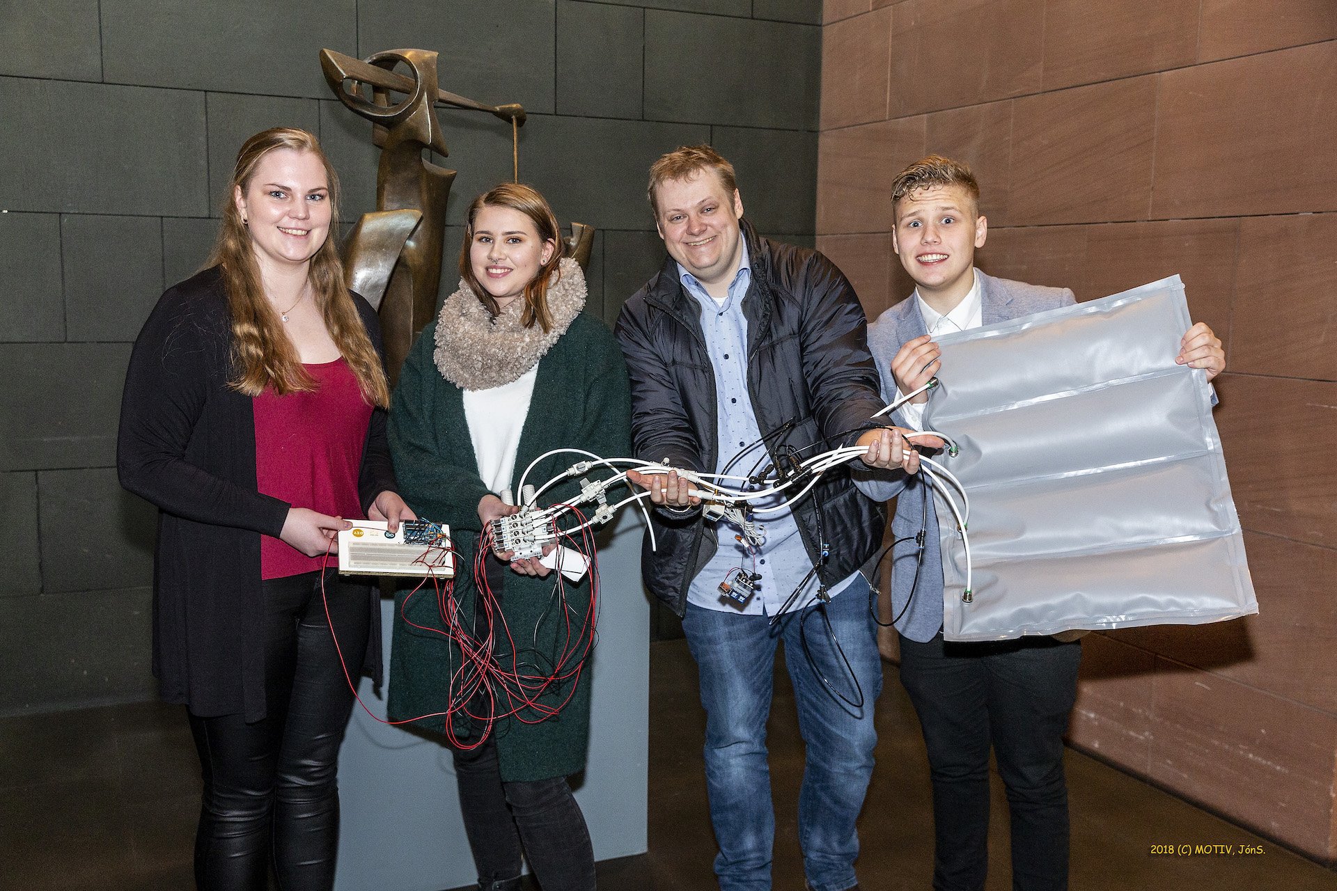 Teymi Tækniskólans: Katrín Eva Hafsteinsdóttir, Hrafnhildur Ósk Ásmundsdóttir, Róbert Orri Gunnarsson og Svavar Már Harðarson.